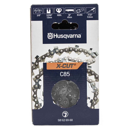 581626968 18 Chain C85 3/8 .058 68Dl Husqvarna Genuine OEM Part - SUPERSEDED FROM 501841468, 591143468, 608100106