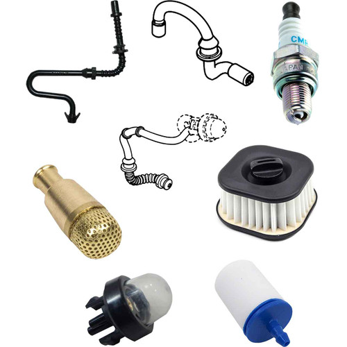 HUSQVARNA 585 AIR-OIL-FUEL FILTERS SPARK PLUG FUEL LINES PRIMER BULB KIT OEM