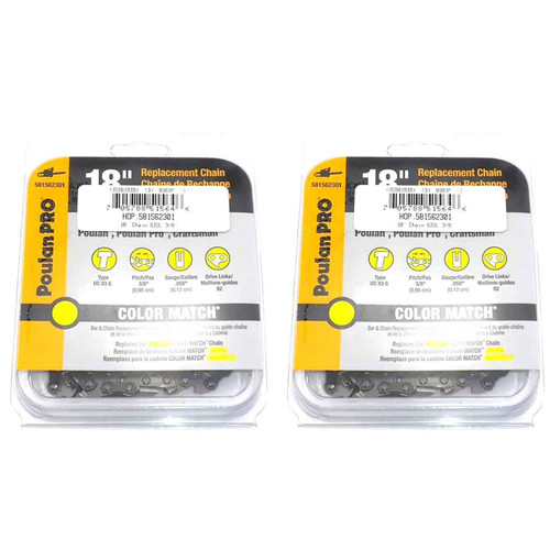 HUSQVARNA Chains - Standard ,18"BAR, 62 DRIVE LINKS, .050"GAUGE, 3/8"- 2 PACK