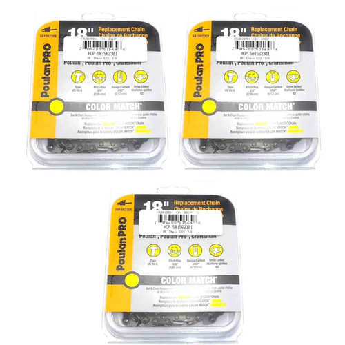 HUSQVARNA Chains - Standard ,18"BAR, 62 DRIVE LINKS, .050"GAUGE, 3/8" - 3 PACK