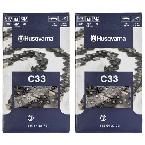HUSQVARNA Chains - X -CUT C33 ,18"BAR, 72 DRIVE LINKS, .050"GAUGE, .325" - 2 PACK