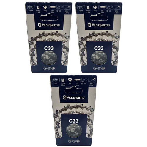 HUSQVARNA Chains - X -CUT C33 ,20"BAR, 80 DRIVE LINKS, .050"GAUGE, .325"- 3 PACK