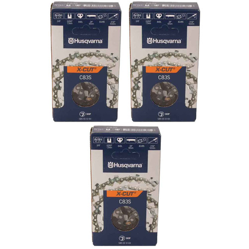 HUSQVARNA Chains - X -CUT C83S ,24"BAR, 84 DRIVE LINKS, .050"GAUGE, 3/8"- 3 PACK