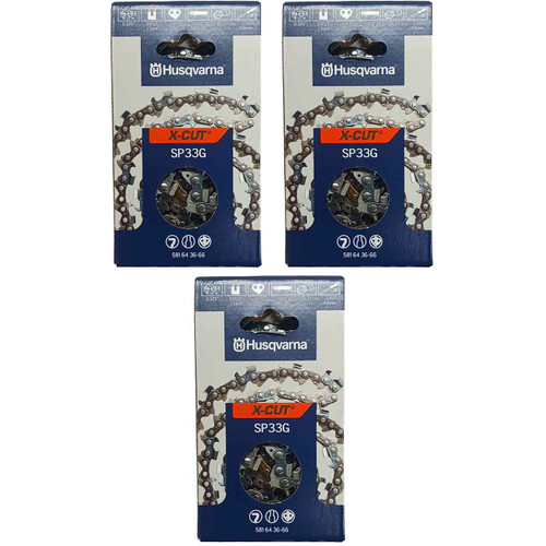 HUSQVARNA Chains - X -CUT SP33G ,16"BAR, 66 DRIVE LINKS, .050"GAUGE, .325" PITCH - 3 PACK
