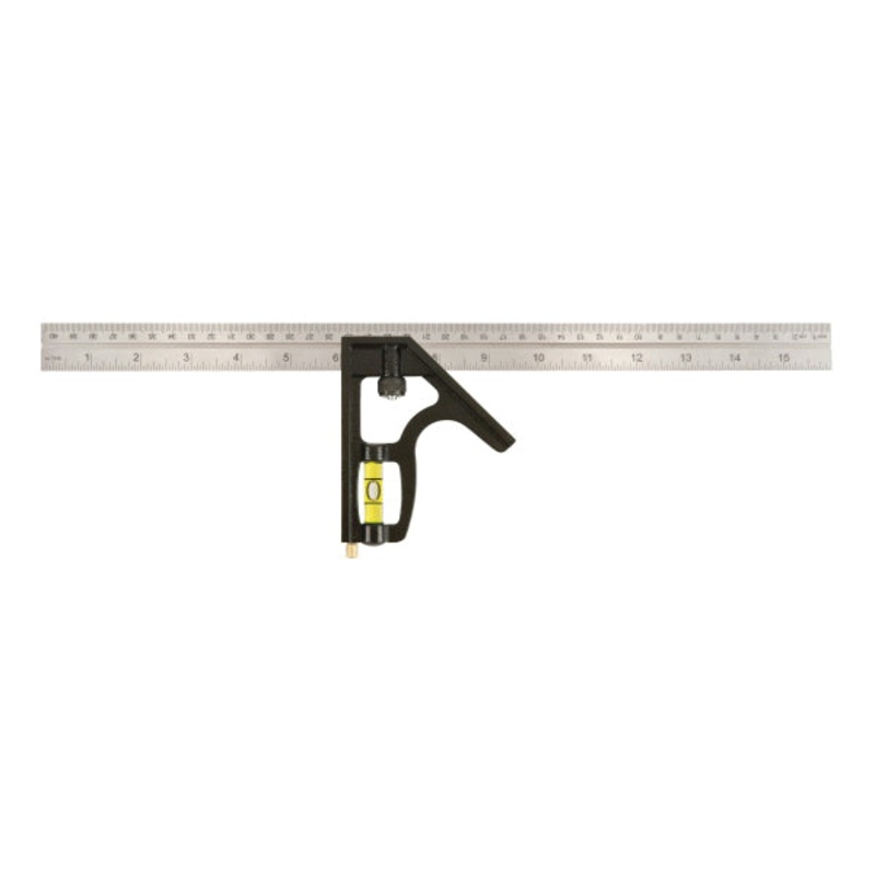 JOHNSON 420EM Combination Square, 16 in L Blade, 1/8 in, 1/16 in, mm Graduation, Stainless Steel Blade