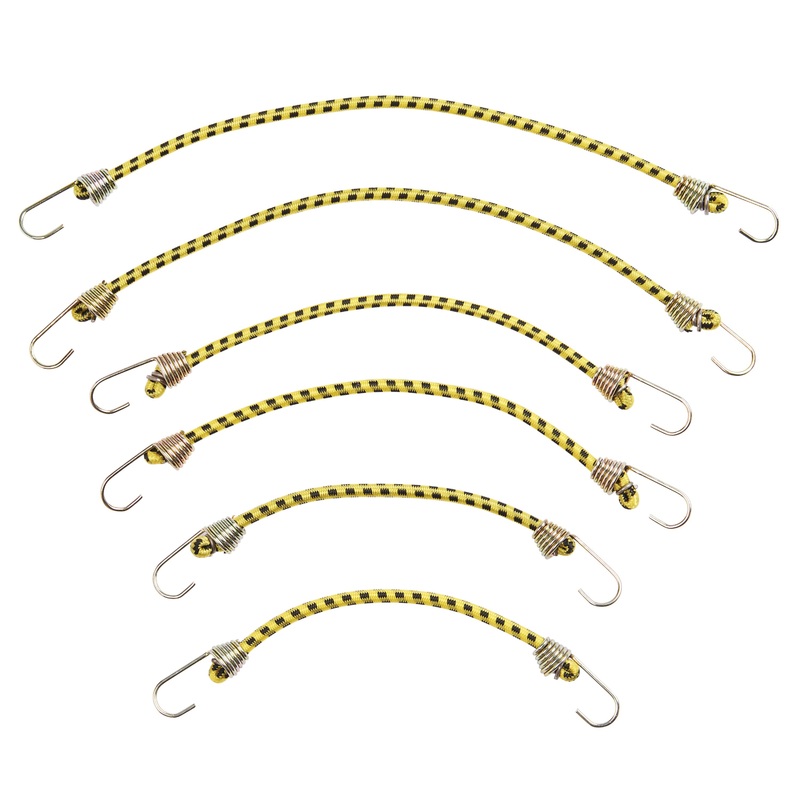 KEEPER 06054 General Purpose Mini Bungee Cord, Rubber Cord, Multi-Color Cord, Dichromate Steel Hook, 6-Piece