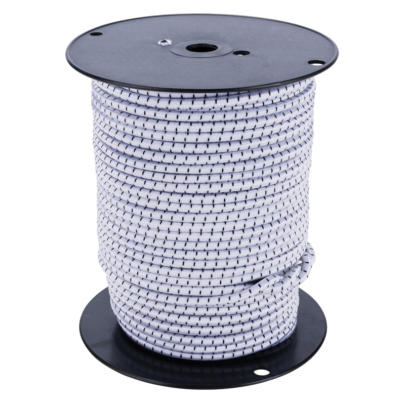 KEEPER 06173 Marine Grade Bungee Cord Reel, Rubber Cord, Black/White Cord