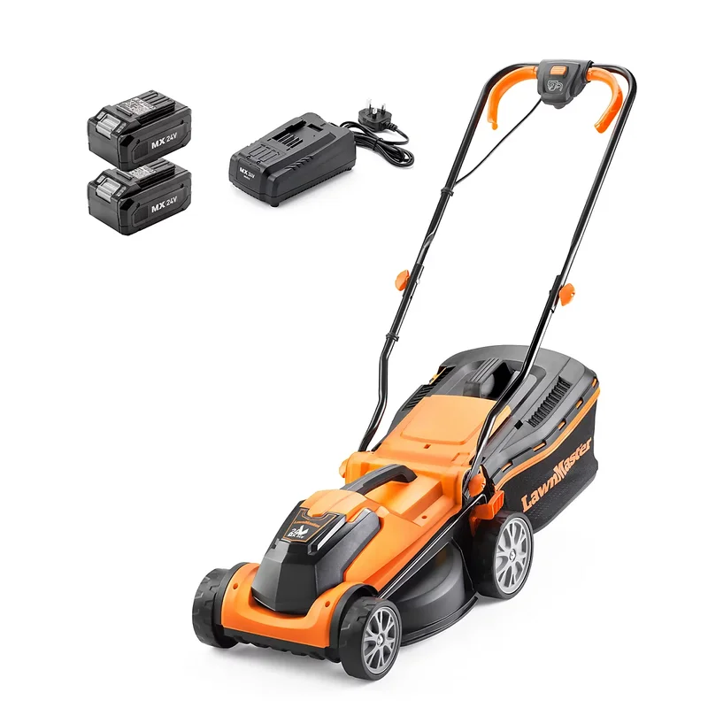 LawnMaster MX 24V 34cm Cordless Lawnmower with Rear Roller and Spare Battery – 2 Year Domestic Guarantee