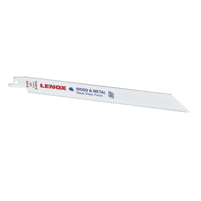 LENOX 20580810R Reciprocating Saw Blade, 8 in L, 3/4 in W, 10 TPI, Bi-Metal Blade