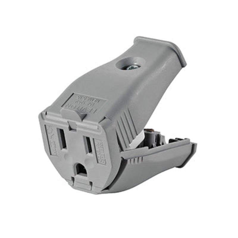 Leviton 3W102-GY Straight Blade Connector, 2-Pole, Brass Contact, Thermoplastic Insulation, Gray