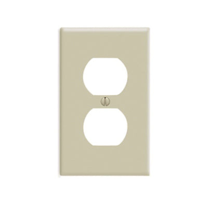 Leviton 86003 Standard Size Receptacle Wallplate, 1 -Gang, Rectangular, Thermoset, Ivory