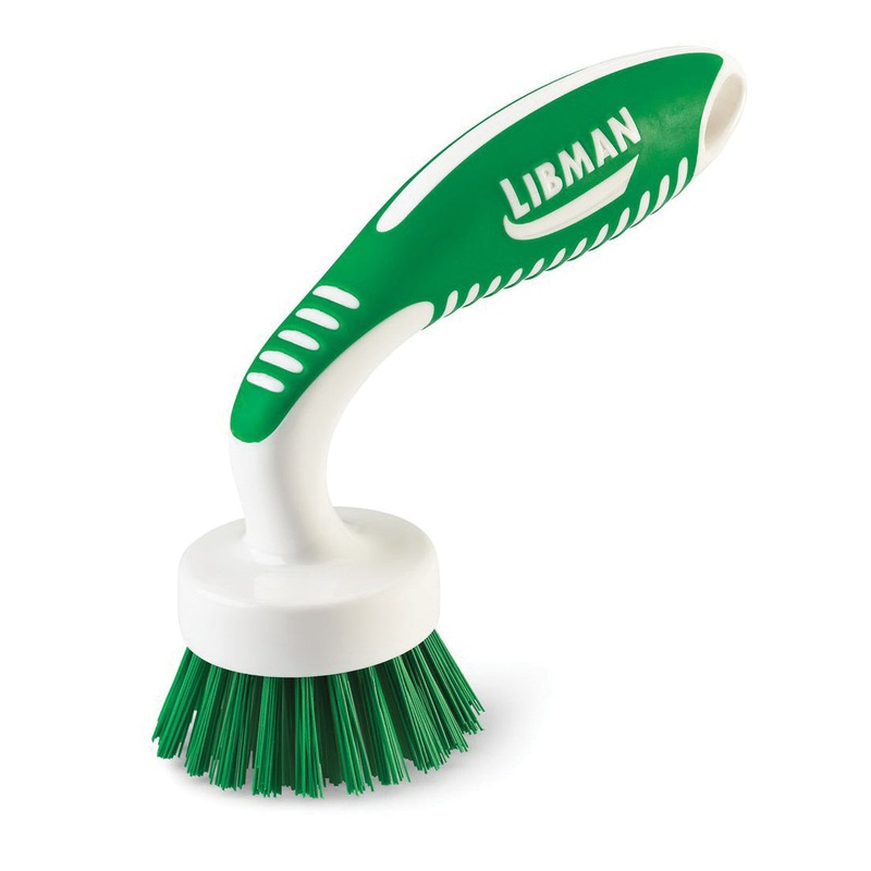 LIBMAN COMMERCIAL 42 Curved Kitchen Brush, 2 in W Brush, Polyethylene Terephthalate Bristle, 3/4 in L Trim