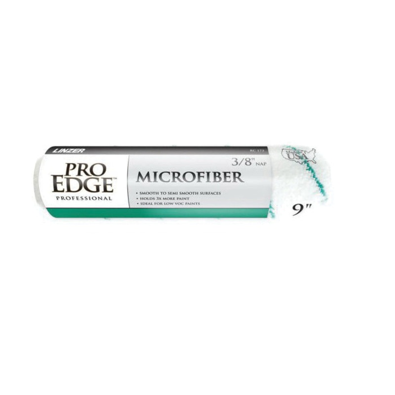 LINZER PRO EDGE RC173-9 Paint Roller Cover, 9 in L, 3/8 in Thick Nap, Microfiber Cover