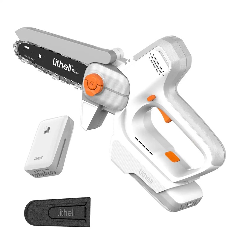 Litheli 6-Inch Mini Chainsaw Cordless, Battery Powered Handheld Electric Chainsaw with Battery, Small Portable Pruning Saw for Tree Trimming, Branch Cutting, Gardening