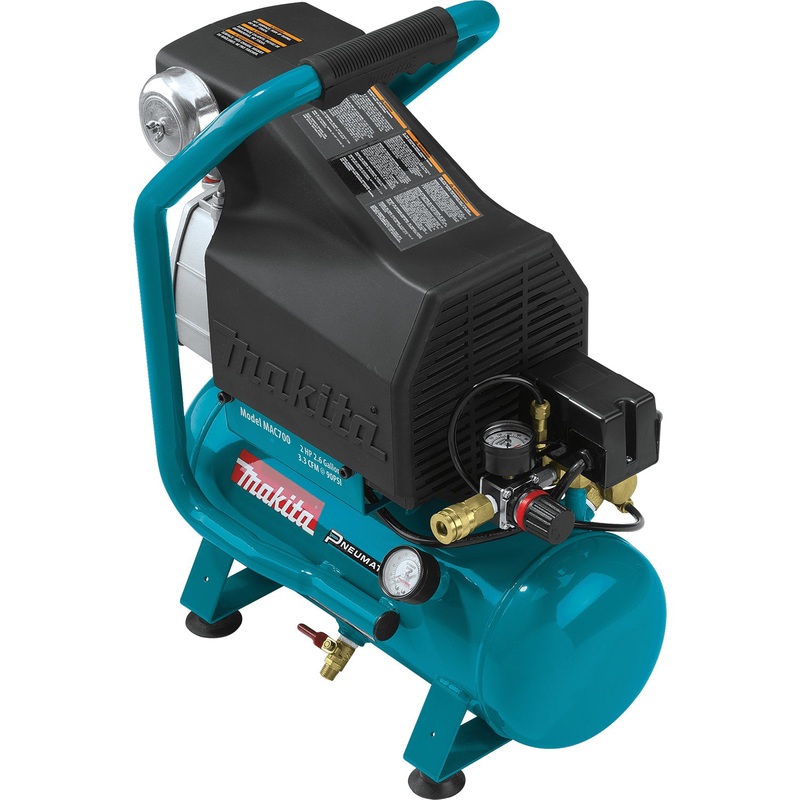 Makita Big Bore MAC700 Air Compressor, 2.6 gal Tank, 2 hp, 120 V, 130 psi, 3.8 cfm, 3.3 cfm