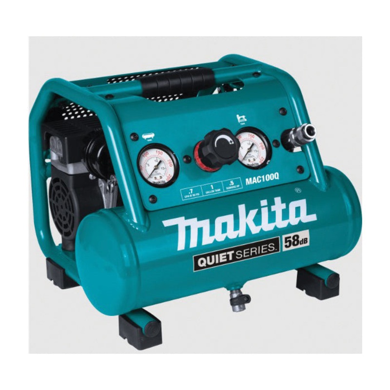 Makita Quiet Series MAC100Q Electric Air Compressor, 1 gal Tank, 1/2 hp, 120 V, 135 psi, 1.2 cfm