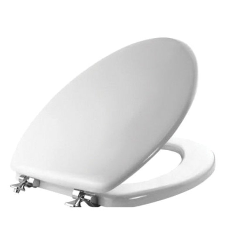 mayfair Edgewater 144CP 000 Closed Front Toilet Seat With Cover, Yes, Elongated, Wood, White, Enameled
