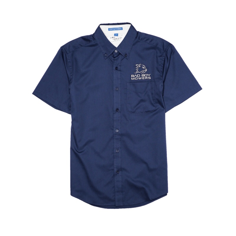 Men’s Navy Button Up Short Sleeve Easy Care Shirt