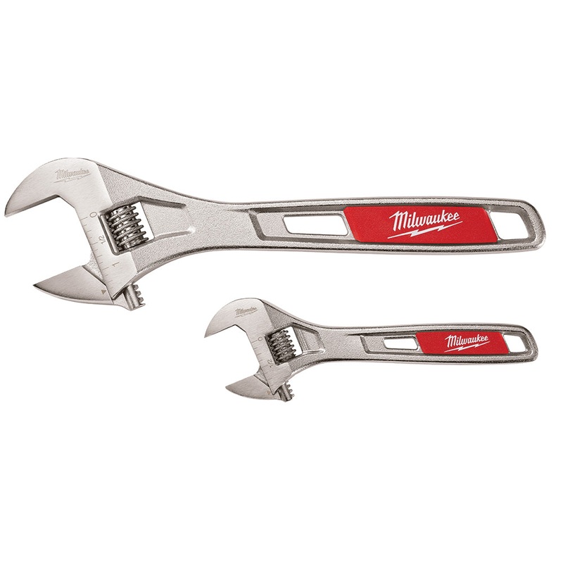 Milwaukee 48-22-7400 Adjustable Wrench Set, 13-1/2 in OAL, 1-3/8 in, 15/16 in Jaw, Plain Grip, Alloy Steel Jaw