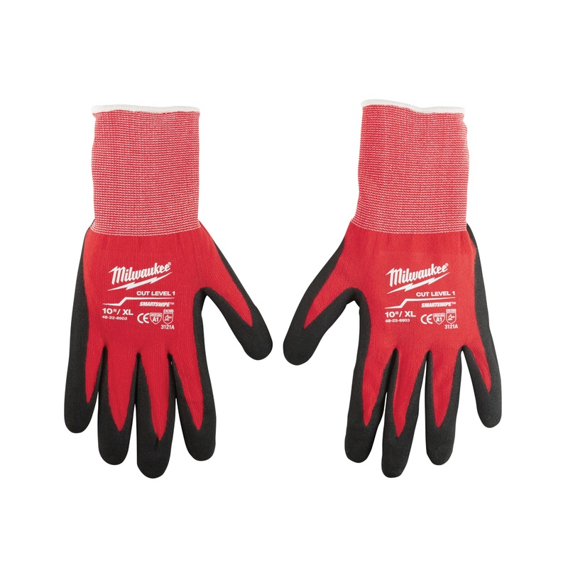 Milwaukee 48-22-8903 Smartswipe Work Gloves, XL, Knit Cuff, Nylon Glove, Red Glove