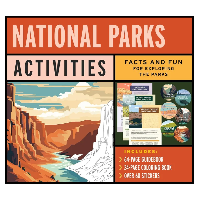 National Parks Activities Kit: Facts and Fun for Exploring the Parks – Includes: 64-Page Guidebook, 24-Page Coloring Book, Over 60 Stickers