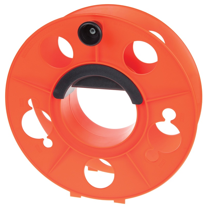 Nightstick KW-130 Heavy-Duty Cord Storage Reel, 12/3 in, 14/3 in, 16/3 in Wire, Thermoplastic Reel, Orange Reel