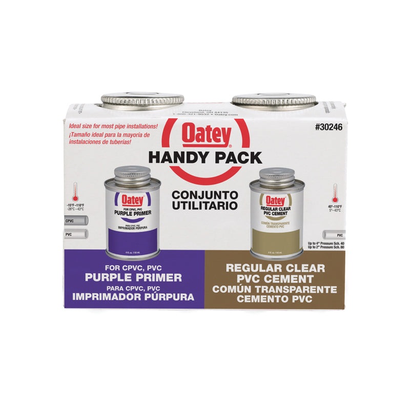 Oatey 30246 All-Purpose Cement and Primer, 4 oz, Pack, Liquid, Clear/Purple