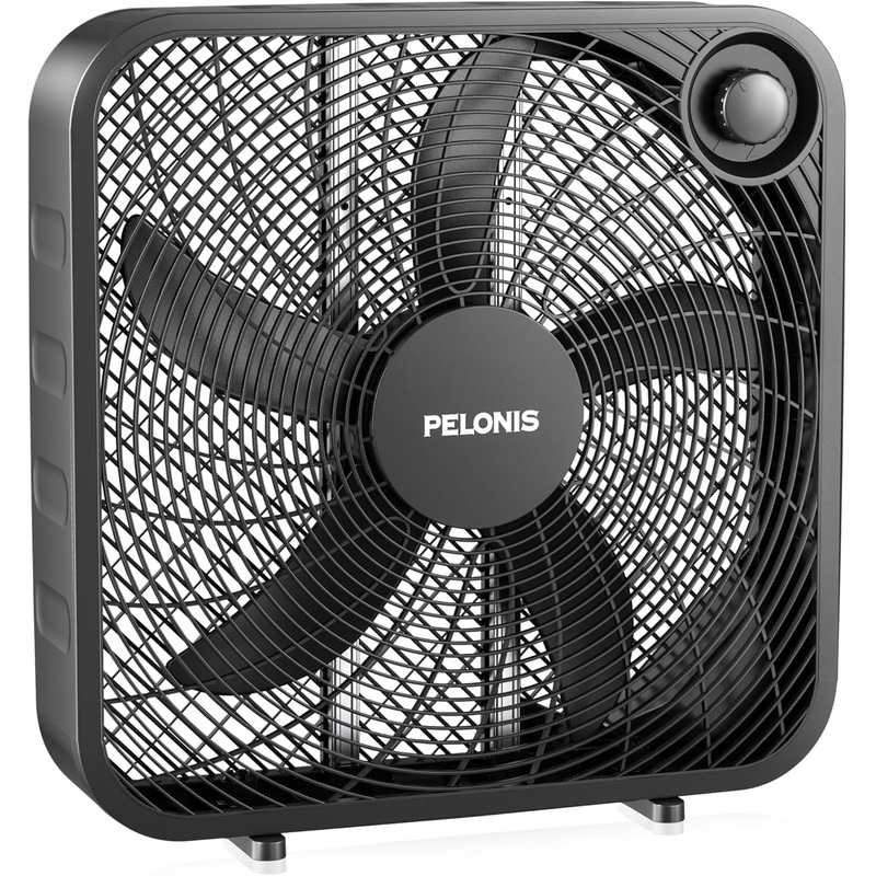 PELONIS 20 Inch Box Fan 3 Speeds, 25ft/s, Floor Fans, 20 inch, Grey PSFB20M1ALG-O