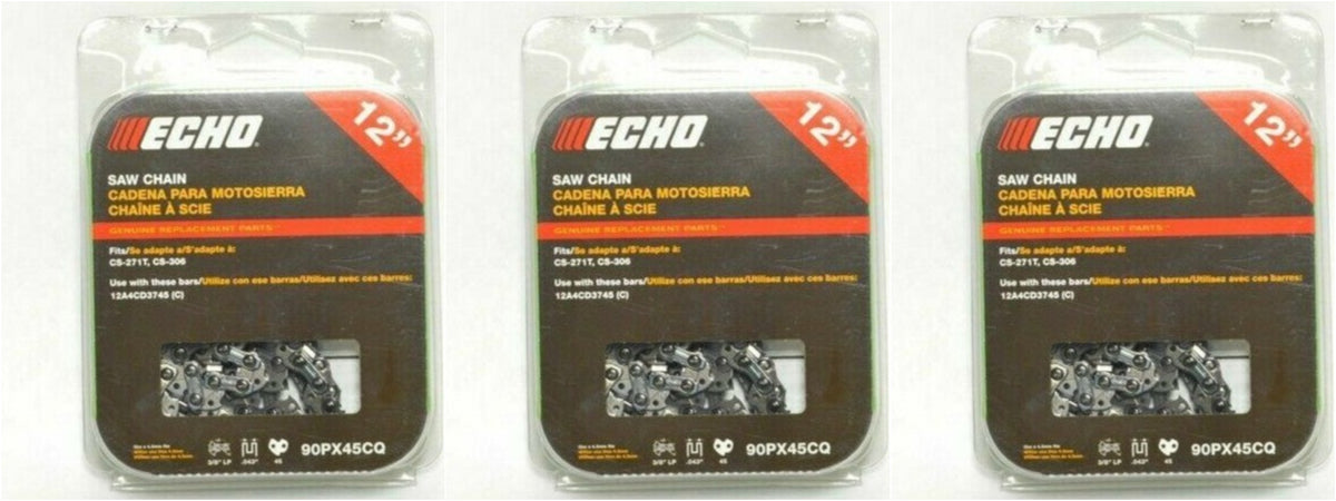 (3 PACK) 90PX45CQ Echo 12" Chainsaw Chain cs-271t cs-2511t