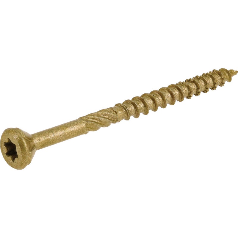 PowerPro 48599 Premium Exterior Wood Screw, Coarse, Serrated Thread, Star Drive, T25 Drive, Flat Head, 1-1/2 in OAL