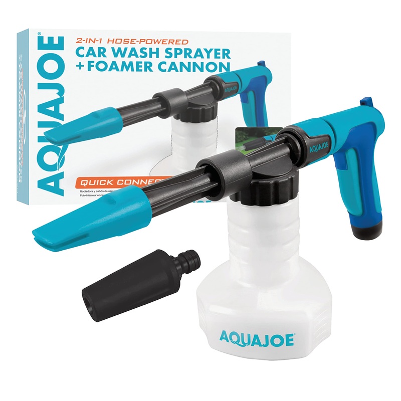 Restored Aqua Joe AJ-SPXN 2-in-1 Hose-Powered Adjustable Foam Cannon Spray Gun Blaster with Spray Wash Quick-Connect to Any Garden Hose (Refurbished)