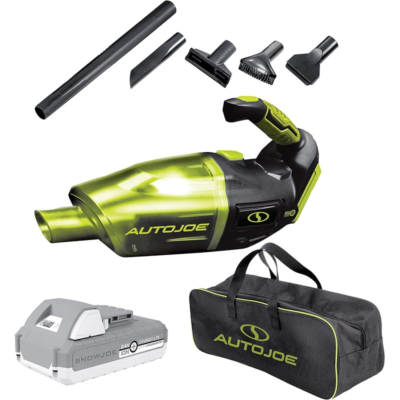 Restored Auto Joe 24V-AJVAC-P1 | 24-Volt Cordless Wet/Dry Handheld Vacuum | 5 Attachments & Carry Bag | W/ 2.0-Ah Battery + Charger (Refurbished)