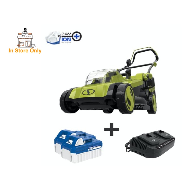 Restored Sun Joe 24V-X2-17LM | In-Store Exclusive | 48V iON 17 in Cordless Mulching Lawn Mower | W/Grass Catcher | Green (Refurbished)
