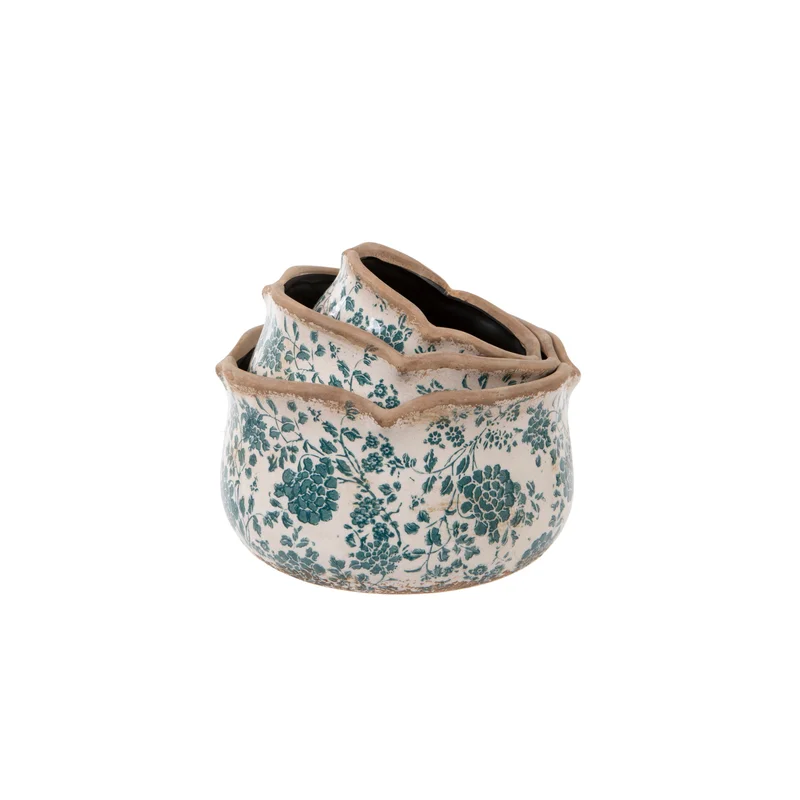 Round Scallop Green Floral L 25cm x H14cm