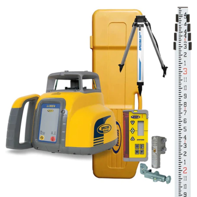 Spectra LL300N Laser Level w/CR700 Receiver, Magnetic Mount, Tripod & 15ft Grade Rod (Inches)