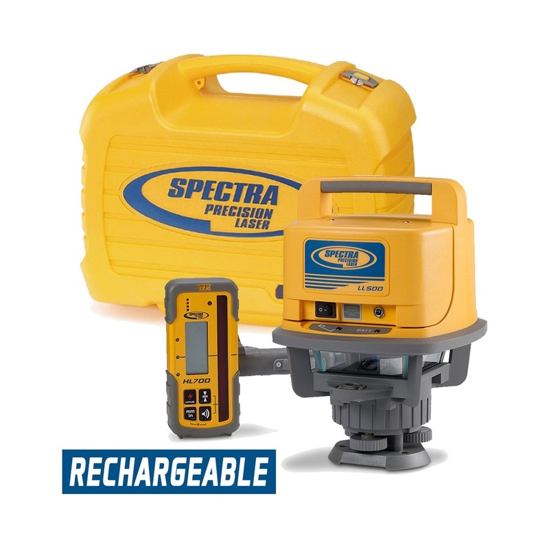 Spectra Precision LL500 Self-Leveling Rotary Laser w/ HL700 Receiver & Rechargeable Battery | LL500-4