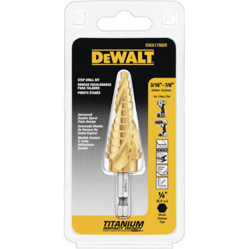 Step Drill 3/16 X 7/8 Bit Imp Ready Dewalt