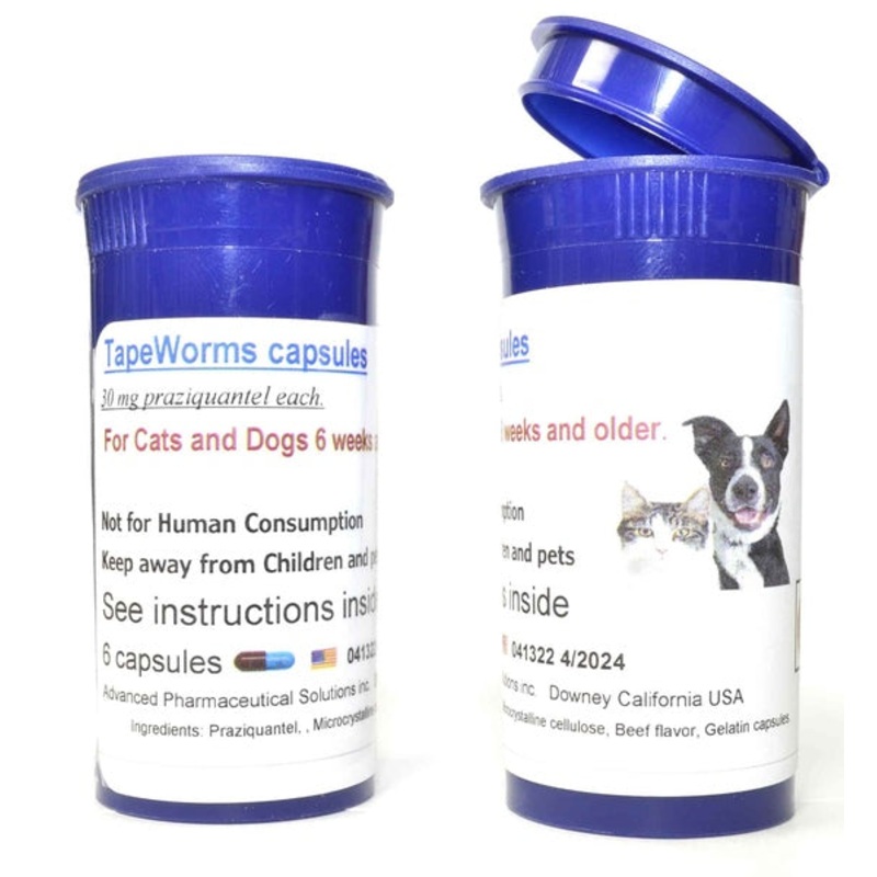 Tapeworm Capsules – 30 mg Praziquantel Dogs/Cats – 6 Count #08642414