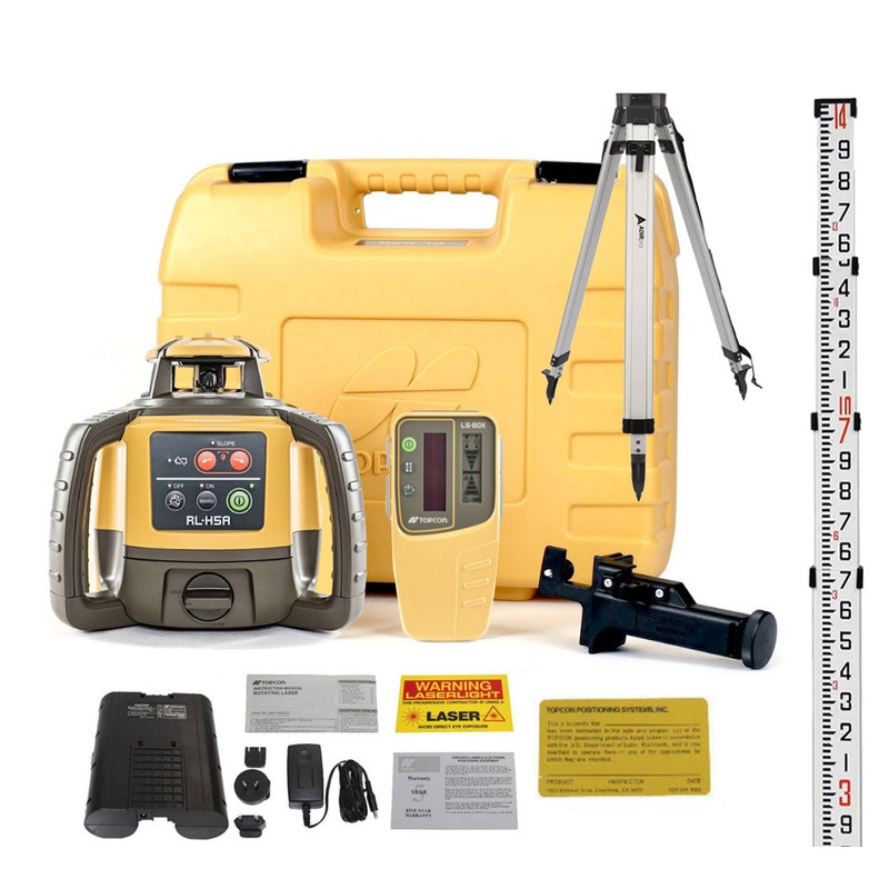 Topcon RL-H5A Rechargeable w/ LS-80X Receiver, Tripod & High Quality Grade Rod 1021200-49