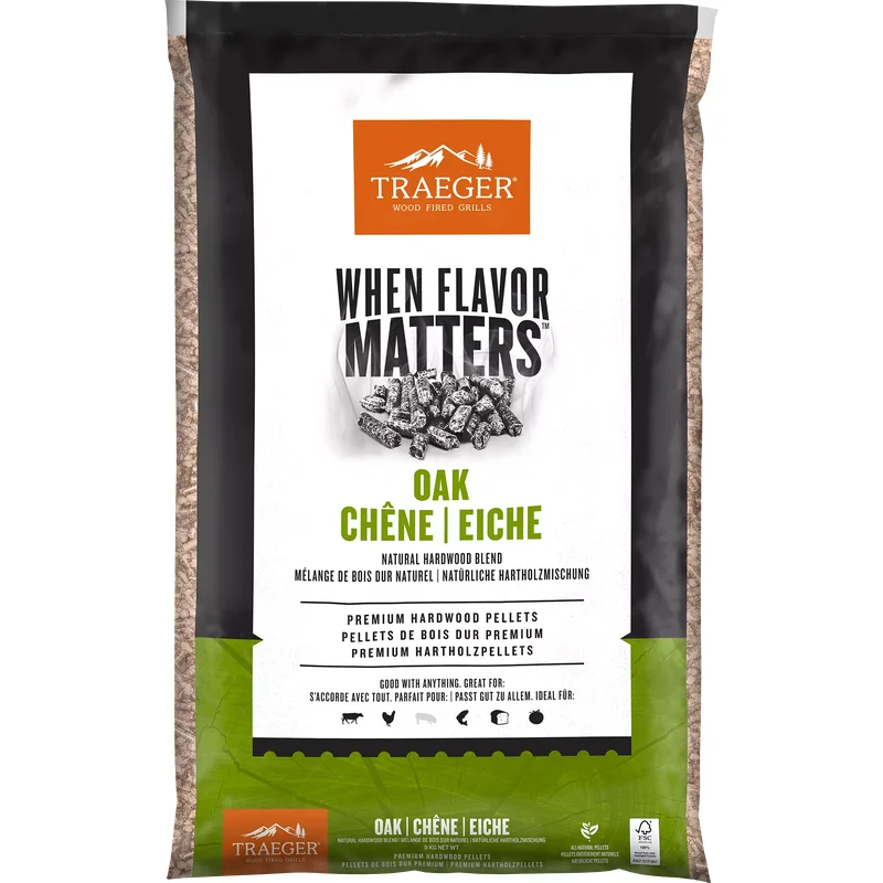 TRAEGER MULTILINGUAL – OAK PELLETS 9 kg BAG