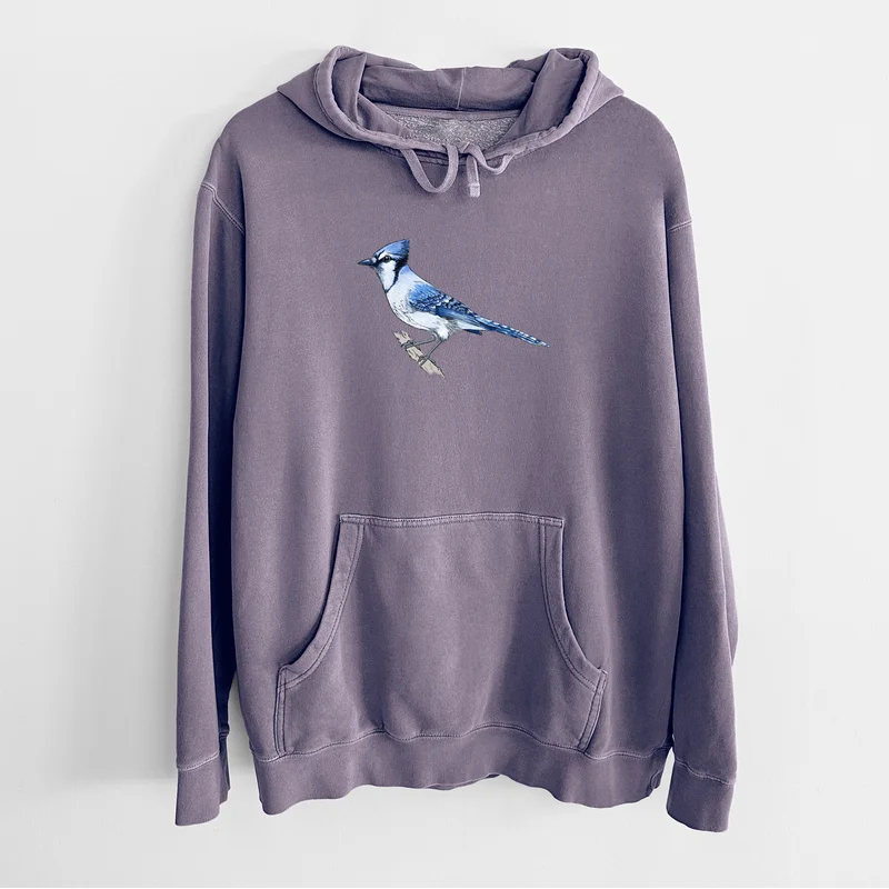 Vibrant Blue Jay – Cyanocitta cristata – Unisex Pigment Dyed Hoodie