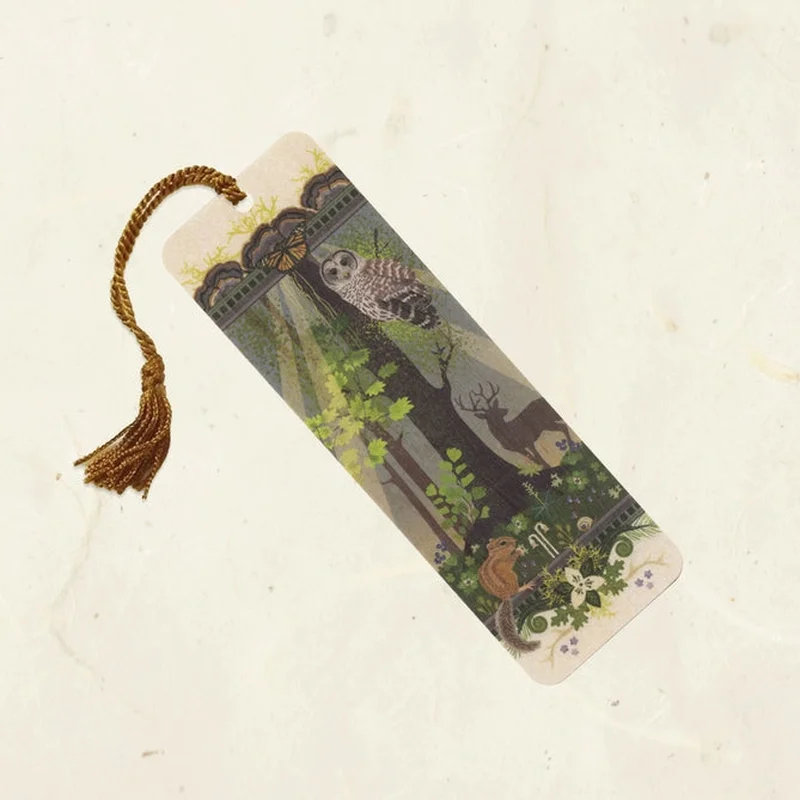 Woodland Heart Wood Bookmark with Tassel