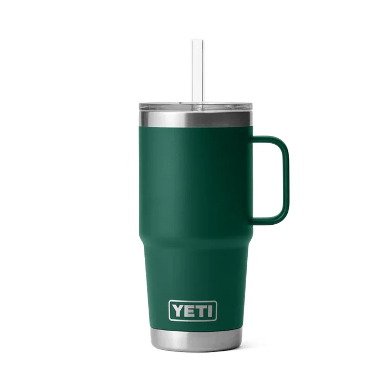 YETI RAMBLER 25 OZ STRAW MUG BLACK FOREST GREEN